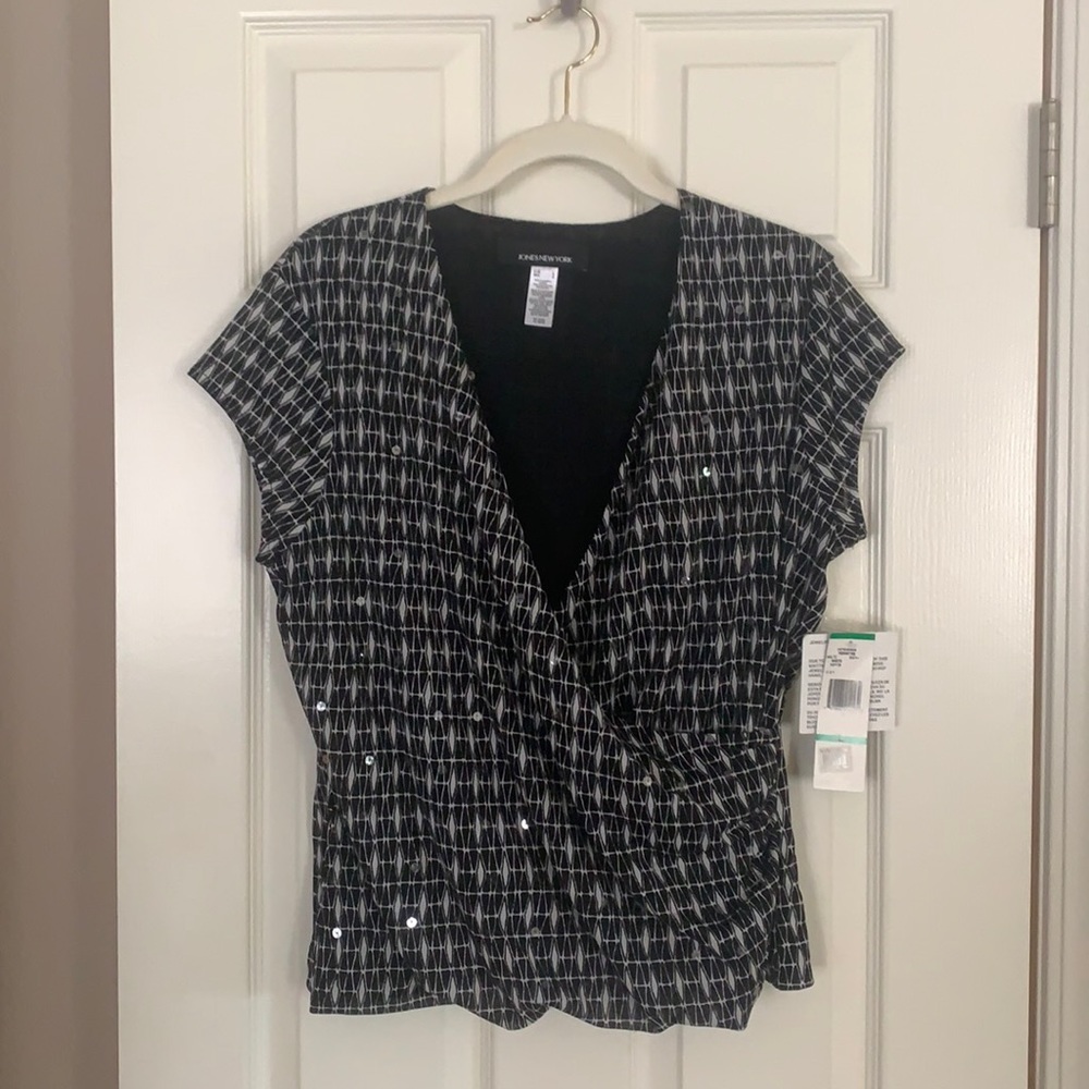 Sequined Jones New York Crossover Top SZ L